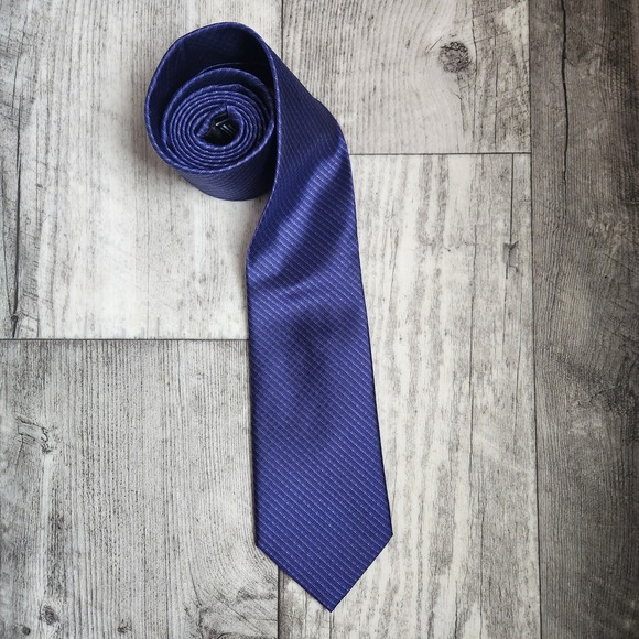 Calvin Klein Classic‎ Length Blue Patterned Men's Tie Silk - Picture 1 of 3